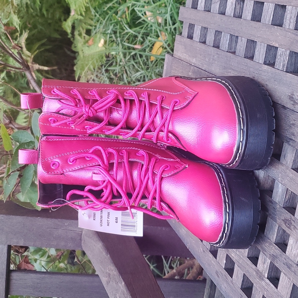 Union Bay Kiwi Pink Combat Boots 6M